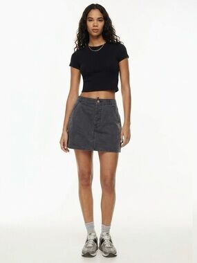 Aritzia TNA Greenwich Skirt High-Rise Carpenter Mini Skirt | Grey